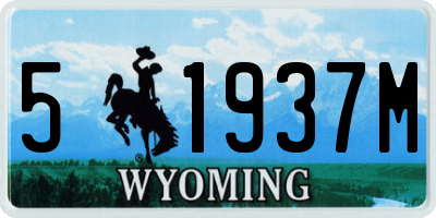 WY license plate 51937M