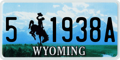 WY license plate 51938A