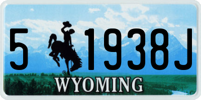 WY license plate 51938J
