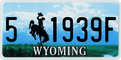 WY license plate 51939F