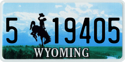 WY license plate 519405