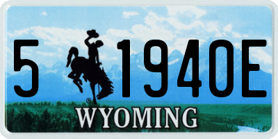 WY license plate 51940E