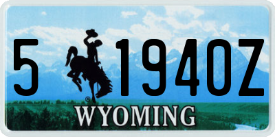 WY license plate 51940Z