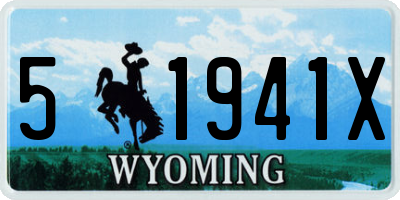 WY license plate 51941X