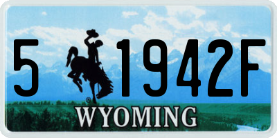 WY license plate 51942F