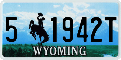 WY license plate 51942T