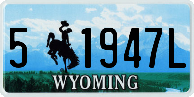 WY license plate 51947L