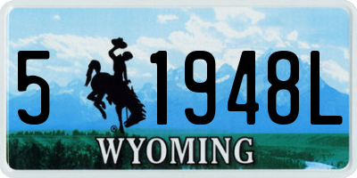 WY license plate 51948L