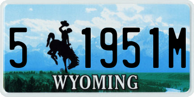 WY license plate 51951M