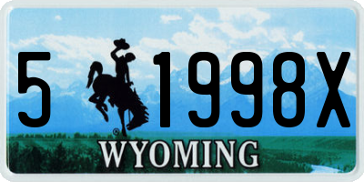 WY license plate 51998X