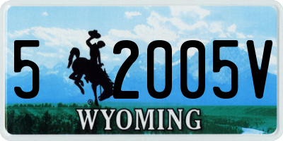 WY license plate 52005V
