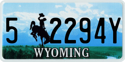 WY license plate 52294Y