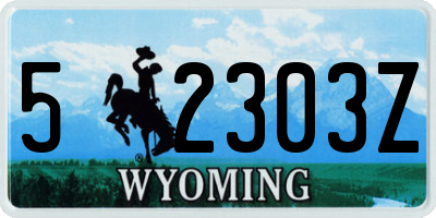 WY license plate 52303Z