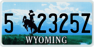 WY license plate 52325Z