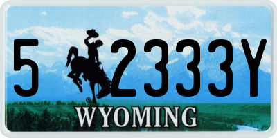 WY license plate 52333Y