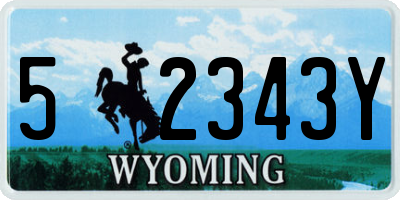 WY license plate 52343Y
