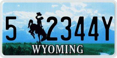 WY license plate 52344Y