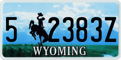 WY license plate 52383Z