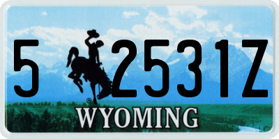 WY license plate 52531Z