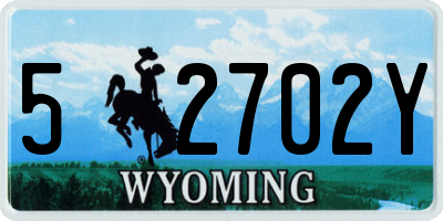 WY license plate 52702Y
