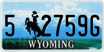 WY license plate 52759G