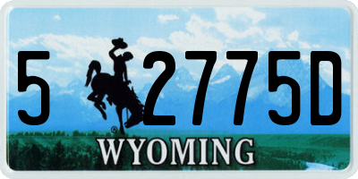 WY license plate 52775D