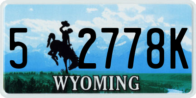 WY license plate 52778K