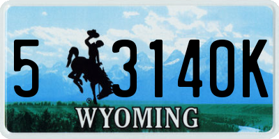 WY license plate 53140K