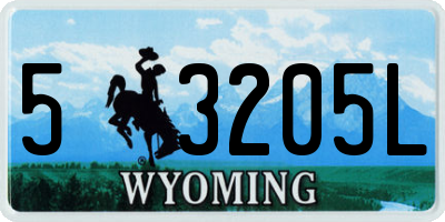 WY license plate 53205L