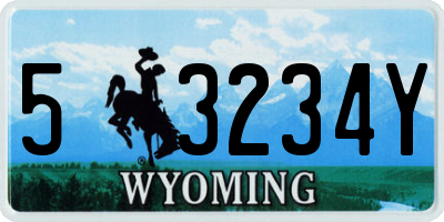 WY license plate 53234Y