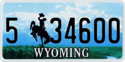 WY license plate 534600