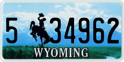 WY license plate 534962