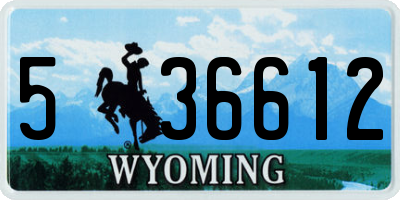 WY license plate 536612
