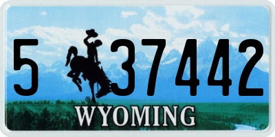 WY license plate 537442