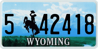 WY license plate 542418