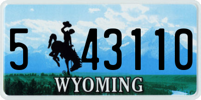 WY license plate 543110