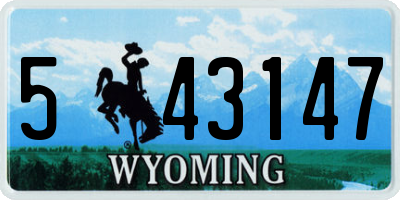 WY license plate 543147