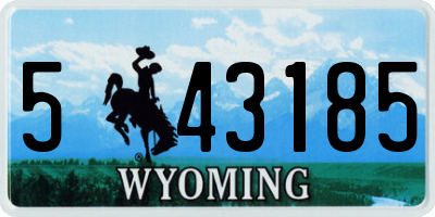 WY license plate 543185