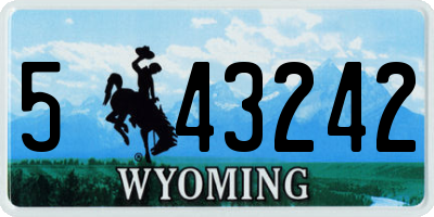 WY license plate 543242