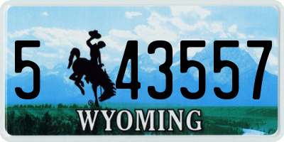 WY license plate 543557