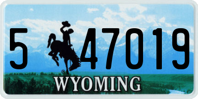 WY license plate 547019