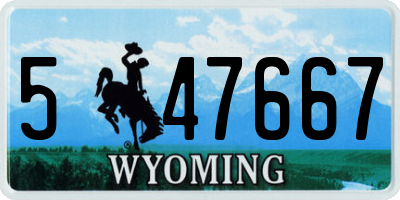 WY license plate 547667