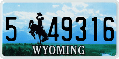 WY license plate 549316