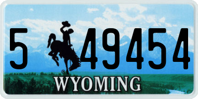 WY license plate 549454
