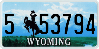 WY license plate 553794