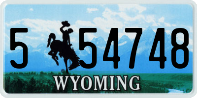 WY license plate 554748