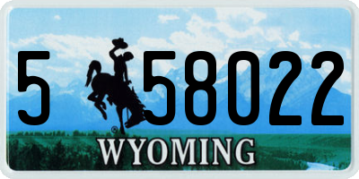 WY license plate 558022