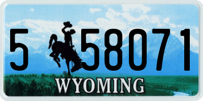 WY license plate 558071