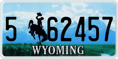 WY license plate 562457