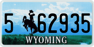 WY license plate 562935